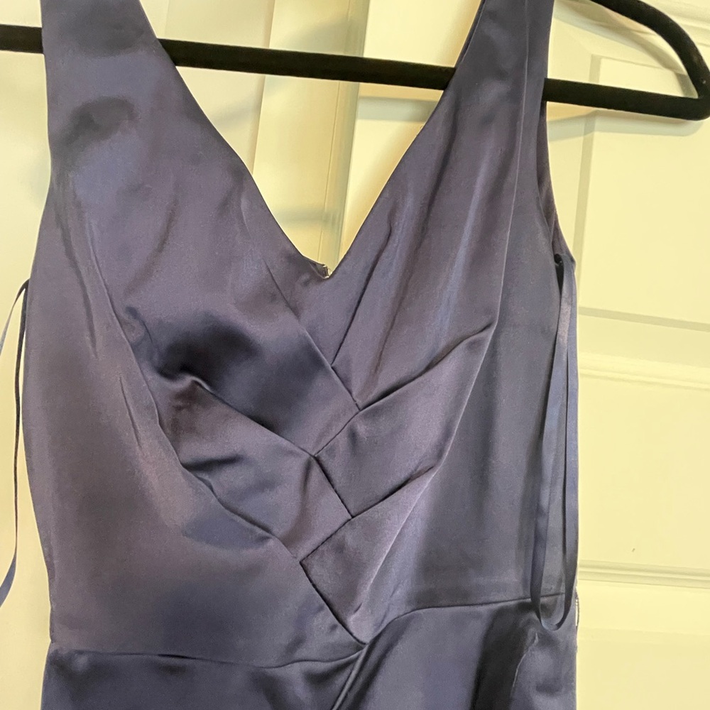 Dark blue Pleated V-Neck Sheath Dress
